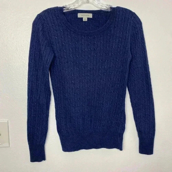 Merona Blue Wool & Rabbit Hair Blend Cable Knit Sweater - Picture 2 of 5